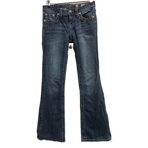 90s Y2K Miss Me  Girls Bootcut Jeans Size 14 Blue Denim Embellished School